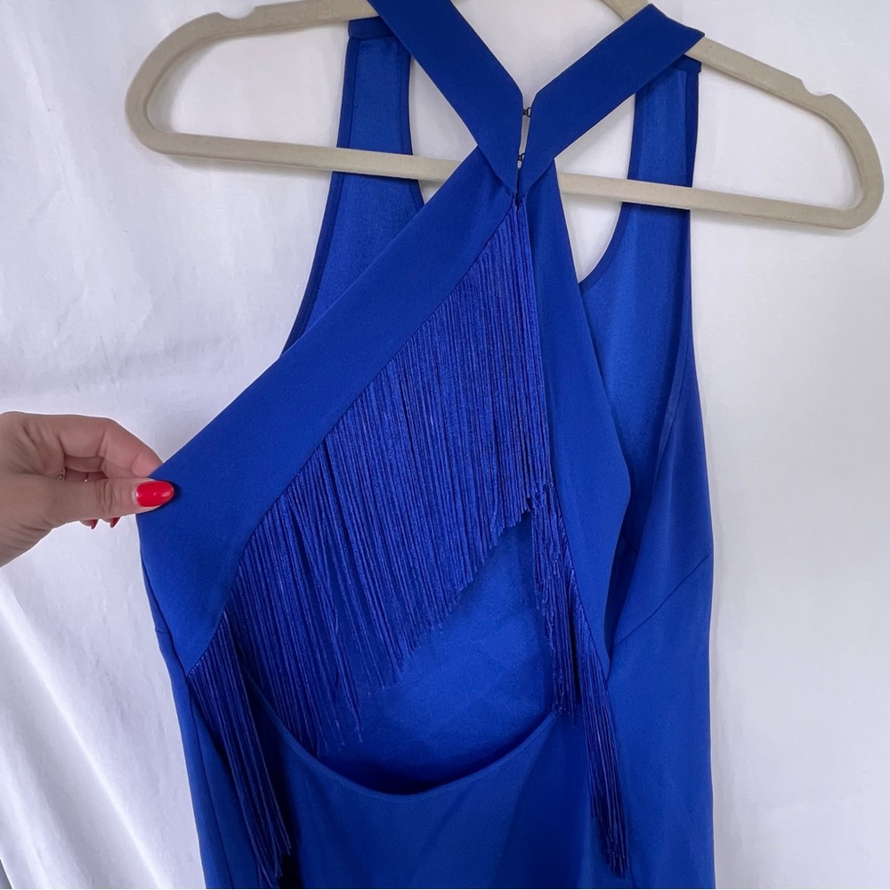 BCBGMaxAzria Royal Blue Fringe Back Tank Top Size Medium